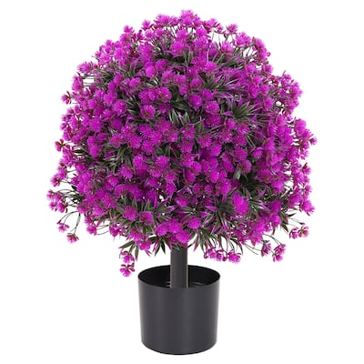 22 in. H Round Plum Grass Indoor/Outdoor Artificial Plant Decor