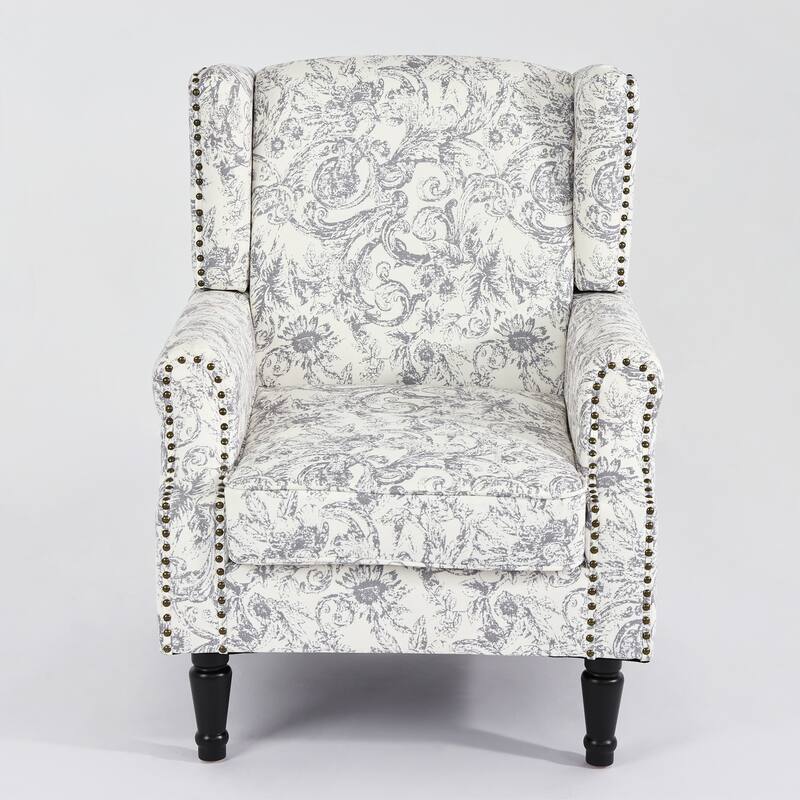 Wingback Accent Chair Nailhead Trim Living Room Reading Chair