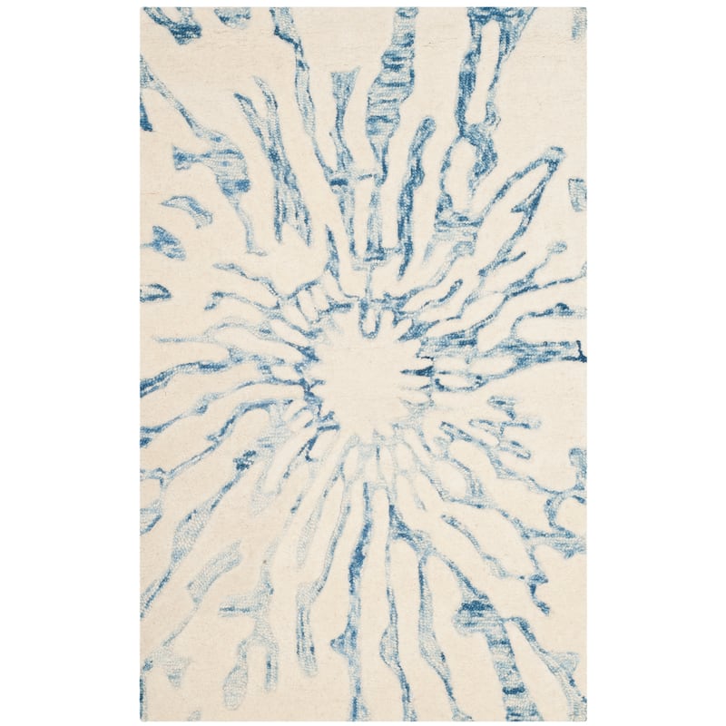 SAFAVIEH Handmade Bella Terzia Modern Floral Wool Rug - 2'6" x 4' - Dark Blue/Ivory