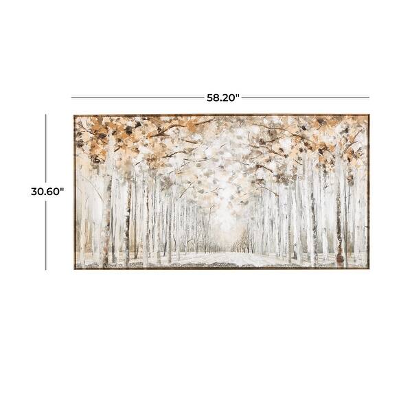 Gray Canvas Forest Landscape Framed Wall Art with Brown Accents