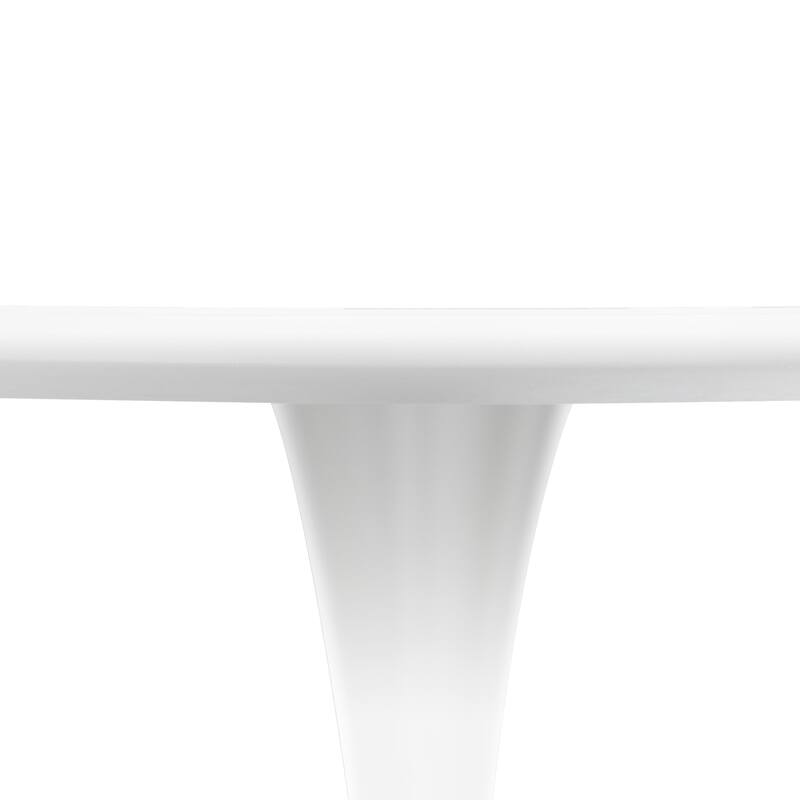 Bristol 35 Inch Mid Century Modern Round Dining Table, Wood Top & Glossy Iron Pedestal Base for Kitchen & Dining Room