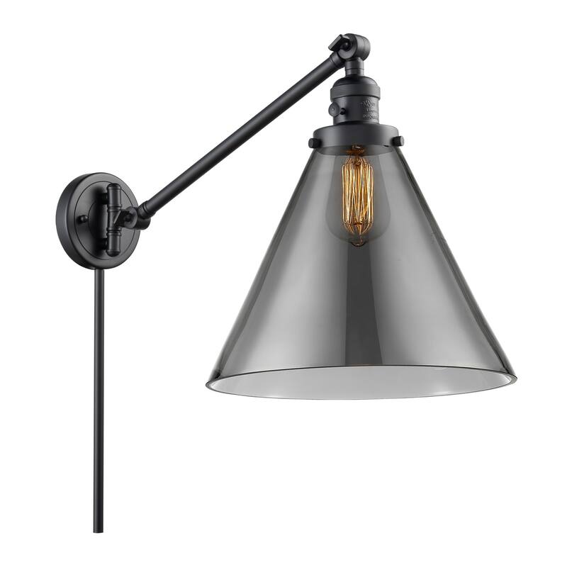 Innovations Lighting X-Large Cone Single Light 16" Tall Bathroom - Matte Black / Smoked