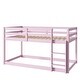 preview thumbnail 11 of 10, Pink Twin Size Wood Loft Bed with Ladder and Fence for Kids