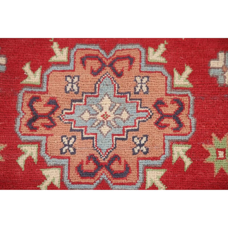 Hand Knotted Oriental 100% Wool Carpet Traditional Geometric Red Kazak Area Rug - 10' 2'' X 6' 4''