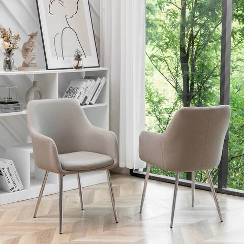 Porthos Home Timo Fabric Dining Chairs with Chrome Legs, Set of 2