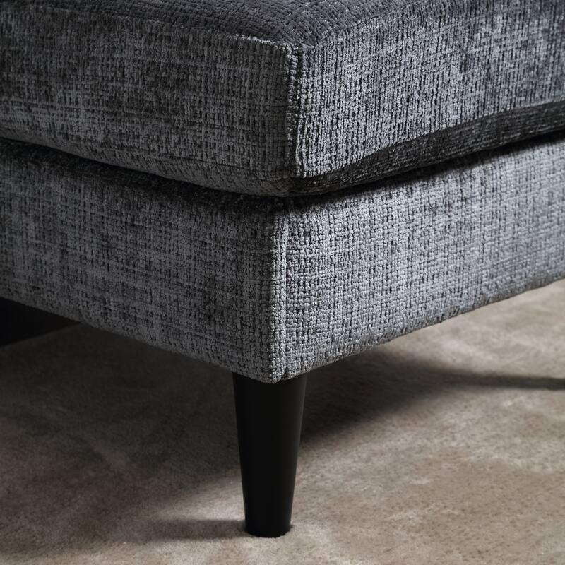 Modular Sectional Sofa with Storage Ottoman, Comfy Chenille Fabric Sofa, 3-Seater Sofa with Side Pockets & 2 Cup Holders