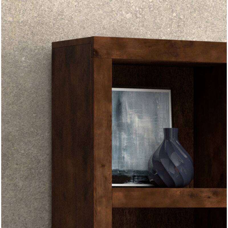 Bridgevine Home Sausalito 64 inch high Bookcase, No Assembly Required, Whiskey Finish