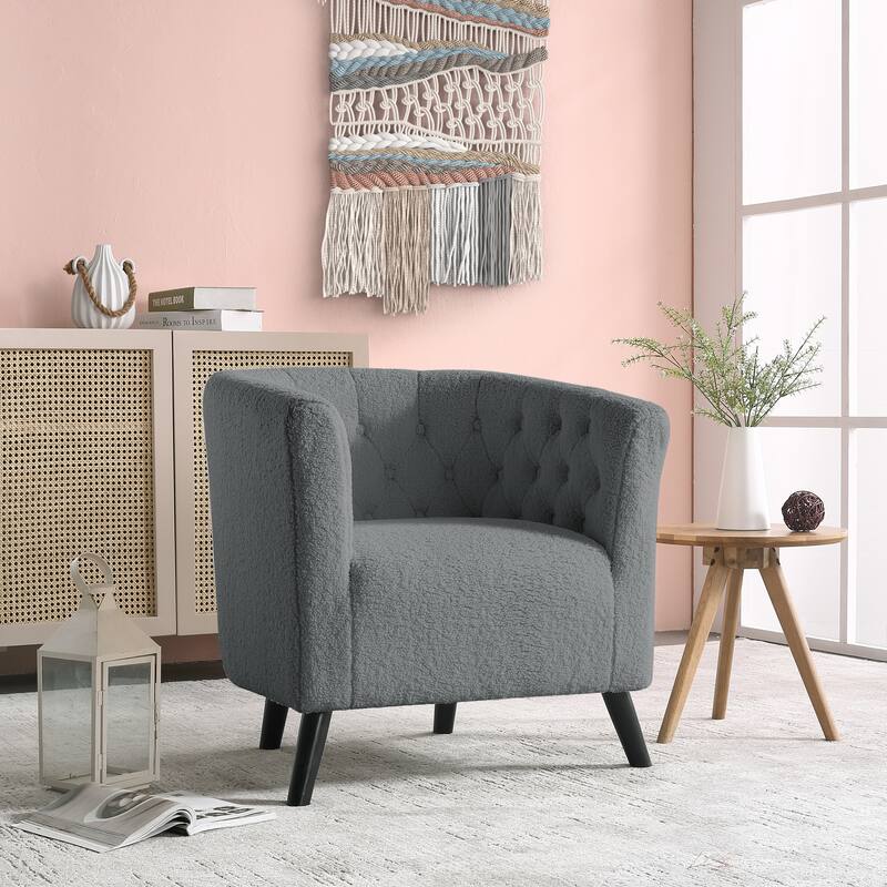Corvus Schaefer Velvet Curved Back Barrel Accent Chair