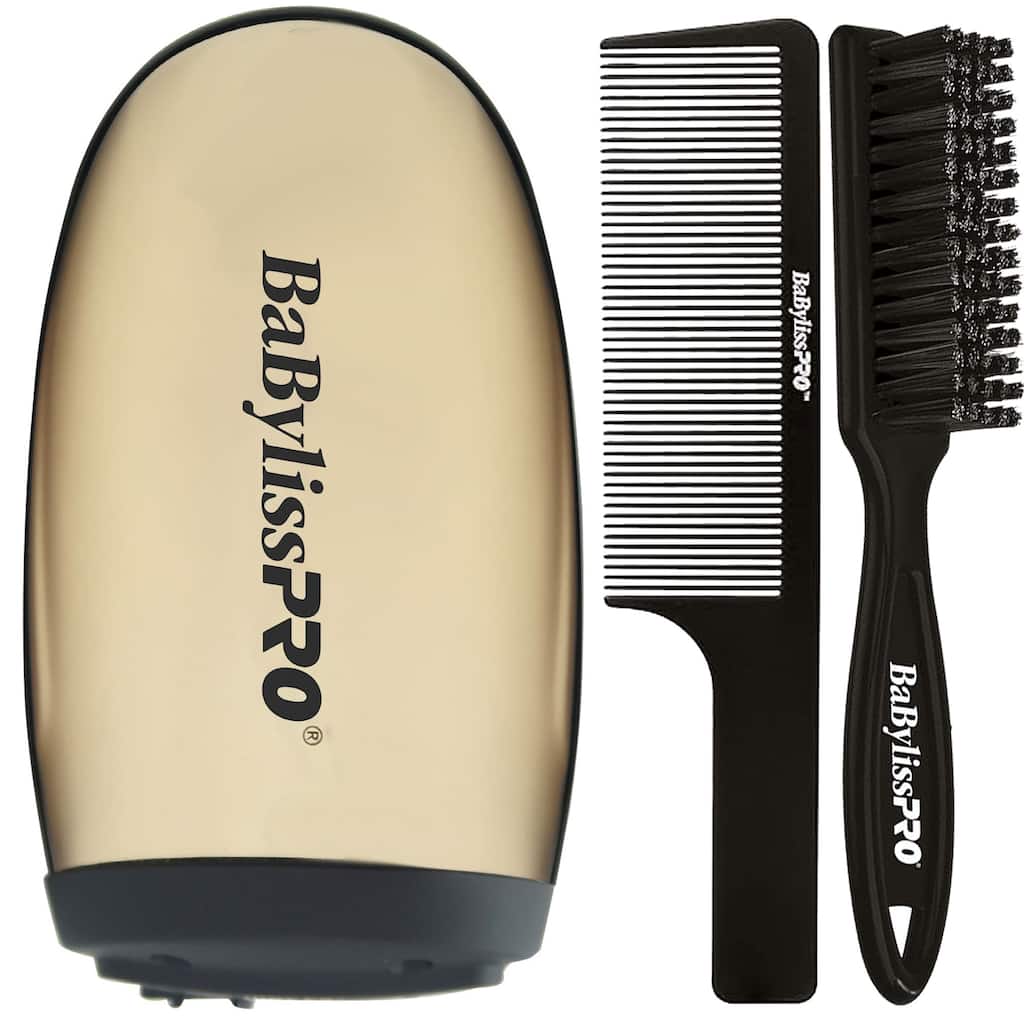 BabyLiss Pro Vibe FX Cord / Cordless Massager FXSSMG Gold + BaByliss Pro Fade Brush BPFADEB + BaByliss Pro 9" Comb
