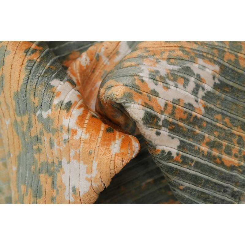 Hand Knotted Oriental Viscose Silk Carpet Modern All-Over Oranges & Rust Abstract Area Rug - 5' 10'' X 3' 10''