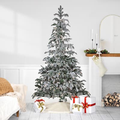 6.5' Flocked Whistler Noble Fir Artificial Christmas Tree Clear Lights - 6.5 Foot