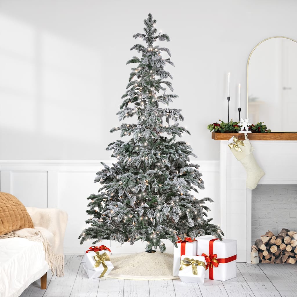 6.5' Flocked Whistler Noble Fir Artificial Christmas Tree Clear Lights - 6.5 Foot
