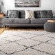 preview thumbnail 11 of 21, nuLOOM Boho Chic Zig Zag Trellis Tassel Shag Rug