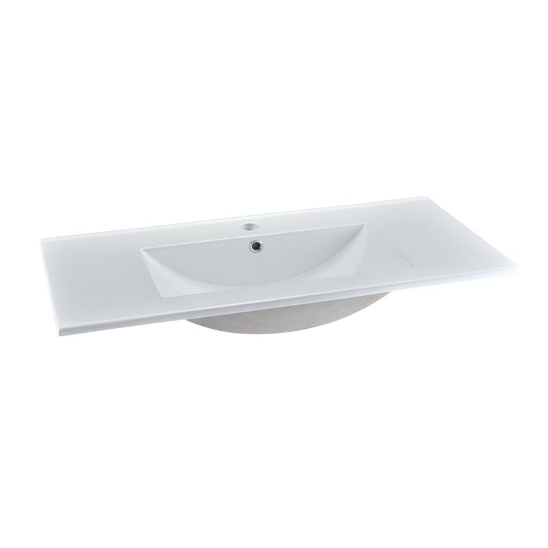 32"36" in. W x 18.3in. D Classic Rectangular Integrated Ceramic Bath Basin Sink Vanity Top - 36" W x 18.3" D