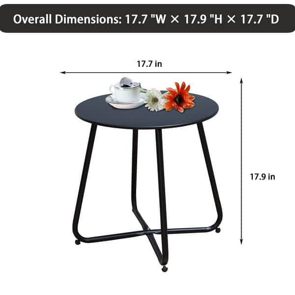dimension image slide 5 of 12, Clihome Weather-resistant Outdoor Steel Round Side Table