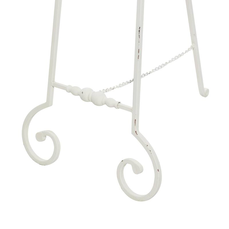 Metal Scroll Large Adjustable 3 Tier Display Easel with Chain Support - White - Roche River Decor