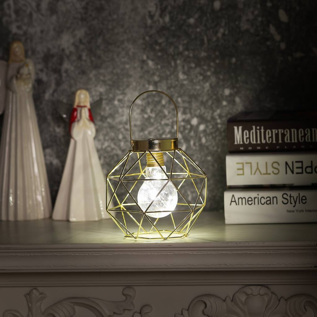 LED String Light Bulb in Prism Tabletop Lantern