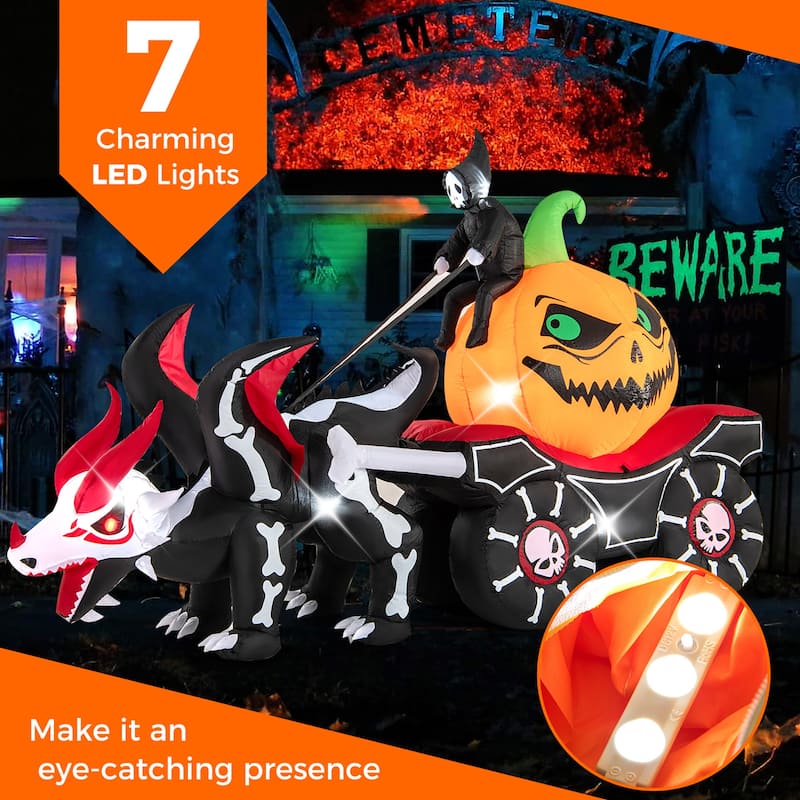 Gymax 9 FT Long Halloween Inflatable Decoration Grim Reaper Driving