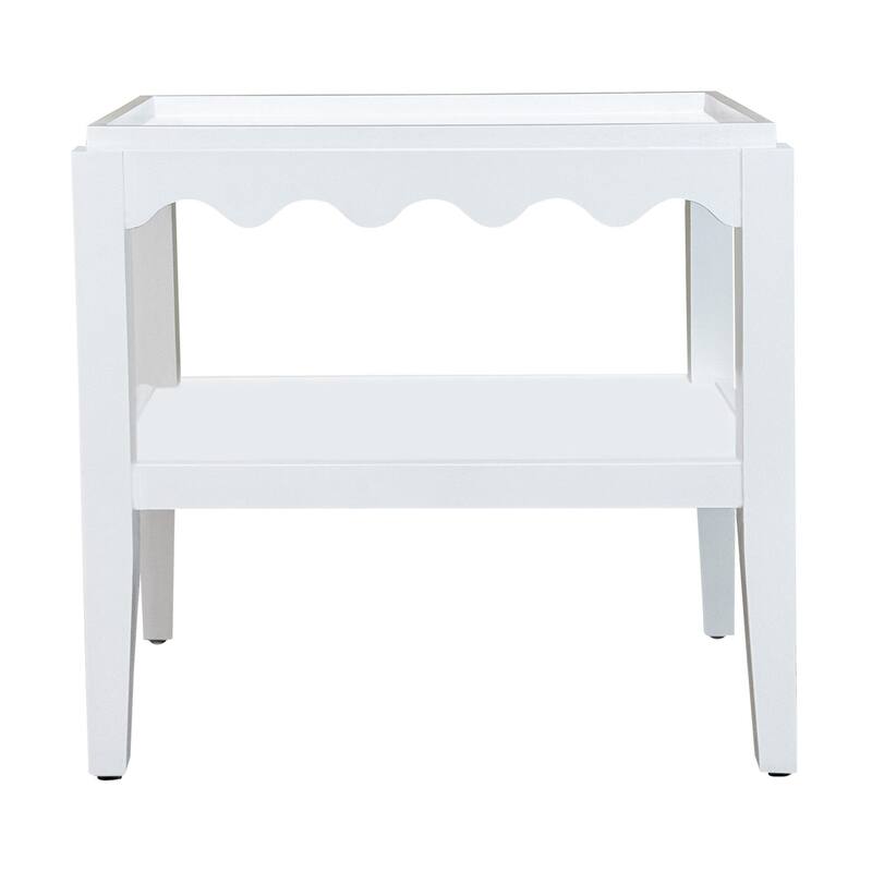 Carolina Chair & Table Rectangular Side Table, Mango Wood, Decorative Scallop Edge, 17L x 28W x 28H inches