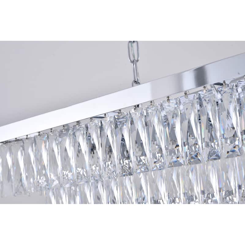 12-Light Chrome Metal Chandelier With Clear Crystal