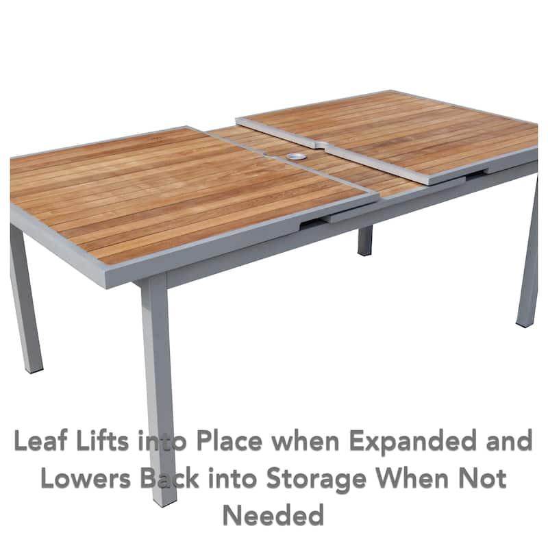Messina Light Gray 9-Piece Aluminum Outdoor Dining Set with Sling Set in Castaway - N/A