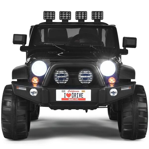 slide 2 of 9, Premium 2-Seater 12V Ride-on Car Truck with Remote Control and Ample Storage Space-Black - 48.5" x 31.5" x 31.5"