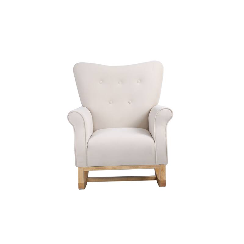 Upholstered Accent Chair for Nursery, Playroom, Bedroom and Living Room, Small Contemporary Rocker, Kids Cushioned Arm Chair