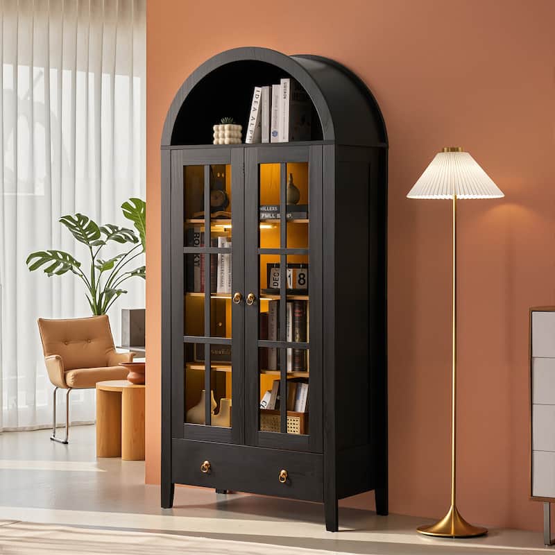 OVIOS Nordic Style Arched Cabinet & Bookshelves