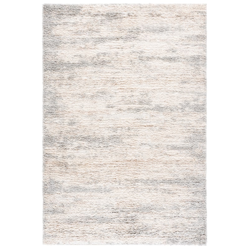 SAFAVIEH Gemma Shag Nafije Plush Thick Rug - Ivory/Beige Grey - 5'3" x 7'6"