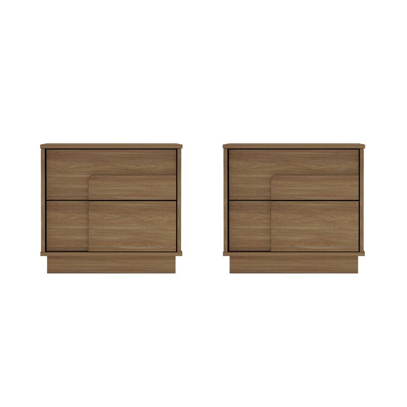 Manhattan Comfort Modern Horizon 2 Drawer Nightstand Set of 2