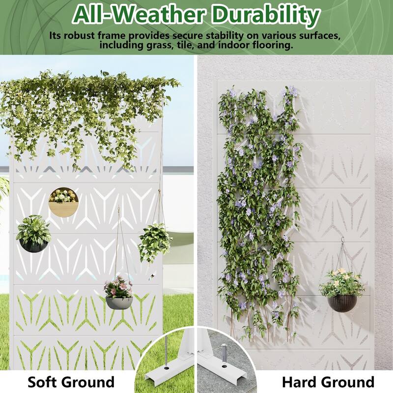 72" H×47"W Dovelina Black Outdoor Freestanding Metal Privacy Screen Decorative Garden Fence