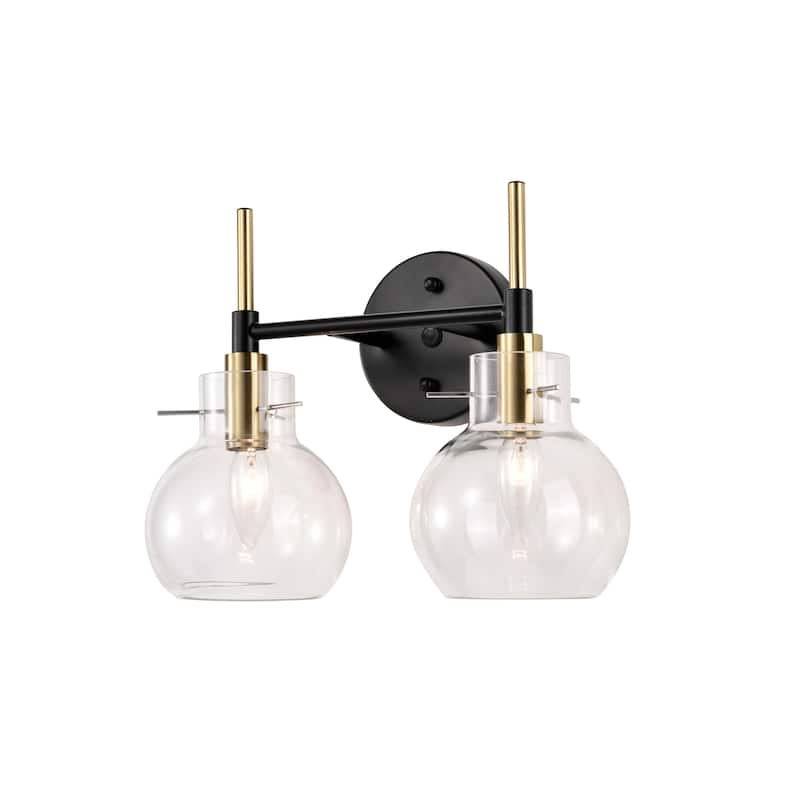 Layla 14 Inch Clear Glass Design Wall Sconces with 2 Light - N/A