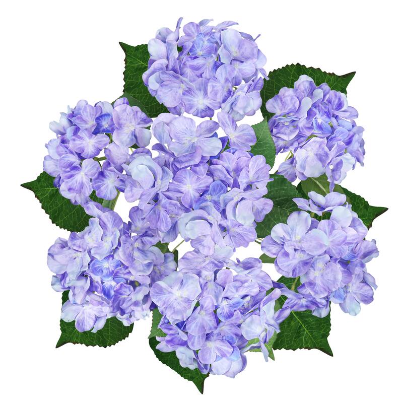 Set of 2 Deluxe Natural-Look Periwinkle Artificial Hydrangea Flower Stem Bush Bouquet 20in - 20" L x 12" W x 12" DP