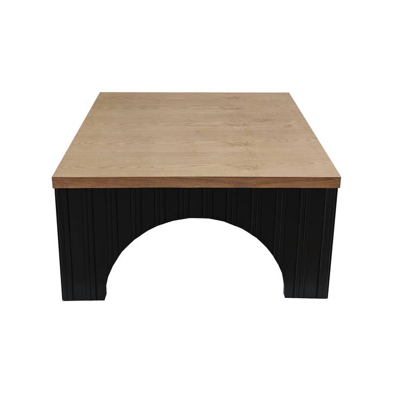 Roomfitters Rustic Square Coffee Table with Arched Base, Black and Natural