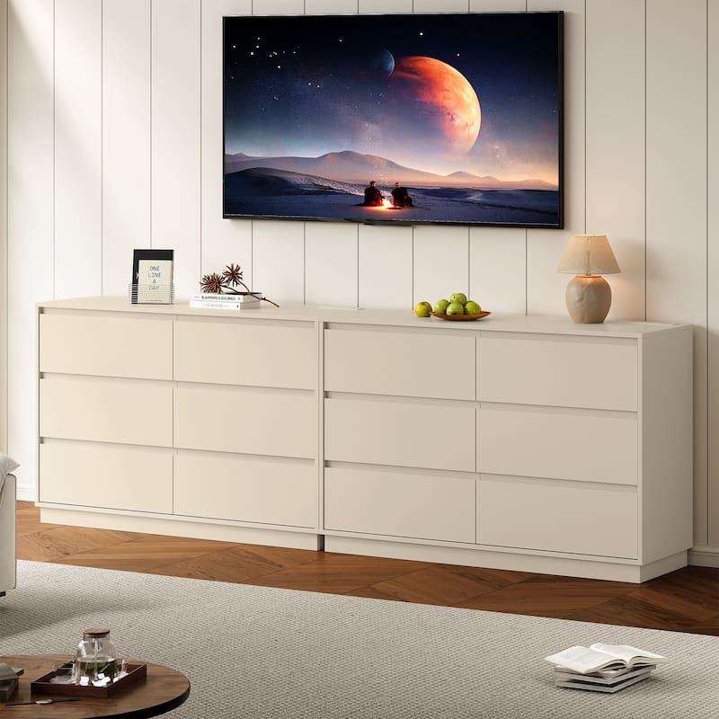 47" Wide 6 Drawer Dresser for Bedroom with Charging Station