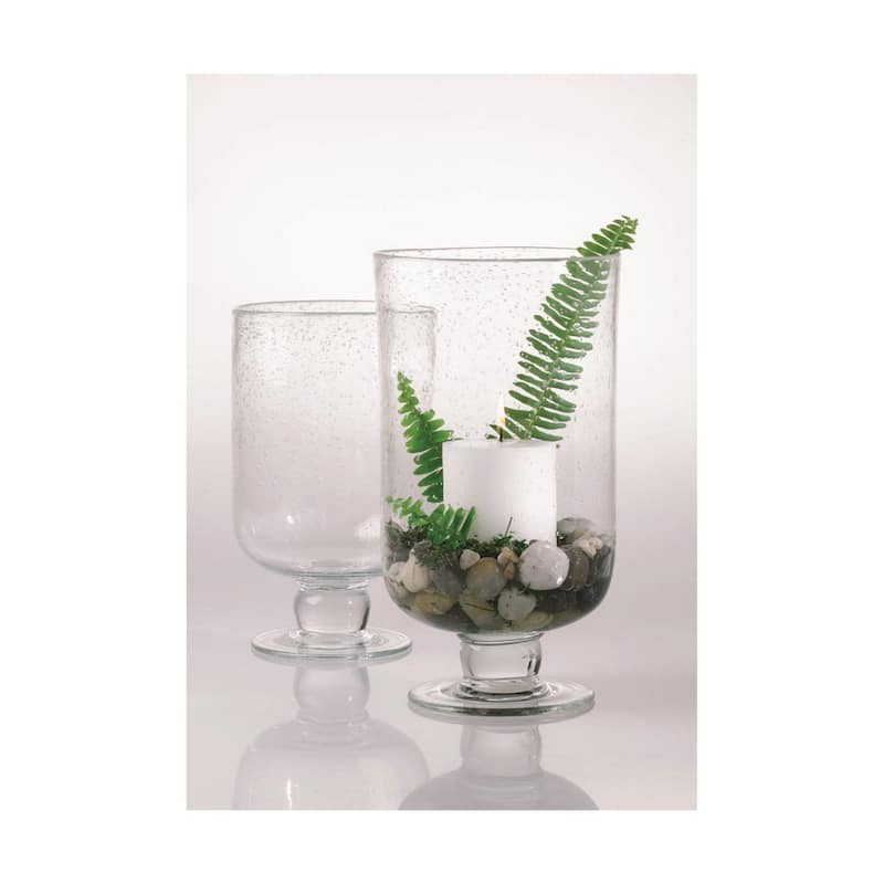 Clear Bubble Glass Hurricane Candle Holder Large, 6.25L x 6.25W x 11.75H inches.