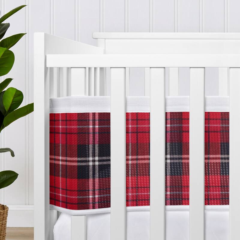 Sweet Jojo Designs + BreathableBaby Breathable Mesh Crib Liner Red Plaid Boy -Tartan for Rustic Patch Collection