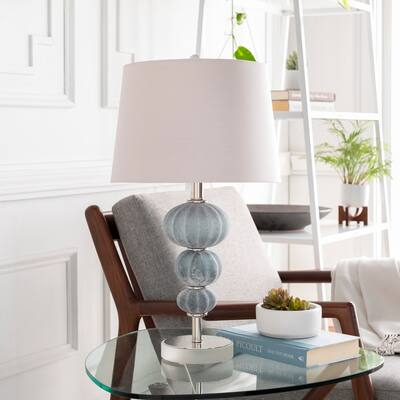 Arabella Pale Blue Sandblasted Glass 23-inch Table Lamp