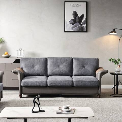 Linen Fabric Upholstered Sectional Sofa with Loveseat and 3-seat sofa