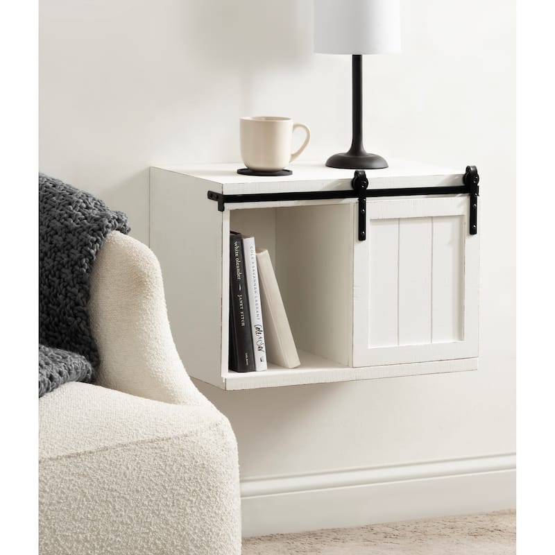 Kate and Laurel Cates Wood Floating Side Table with Cabinet