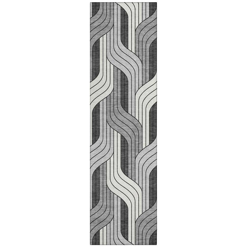 Machine Washable Indoor/ Outdoor Modern Pathway Chantille Rug