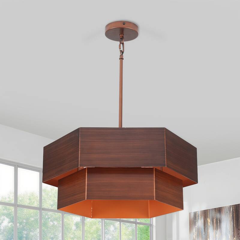 4-Light Dimmable Drum Chandelier - Dark Drown - Dark Drown