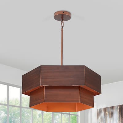 4-Light Dimmable Drum Chandelier - Dark Drown