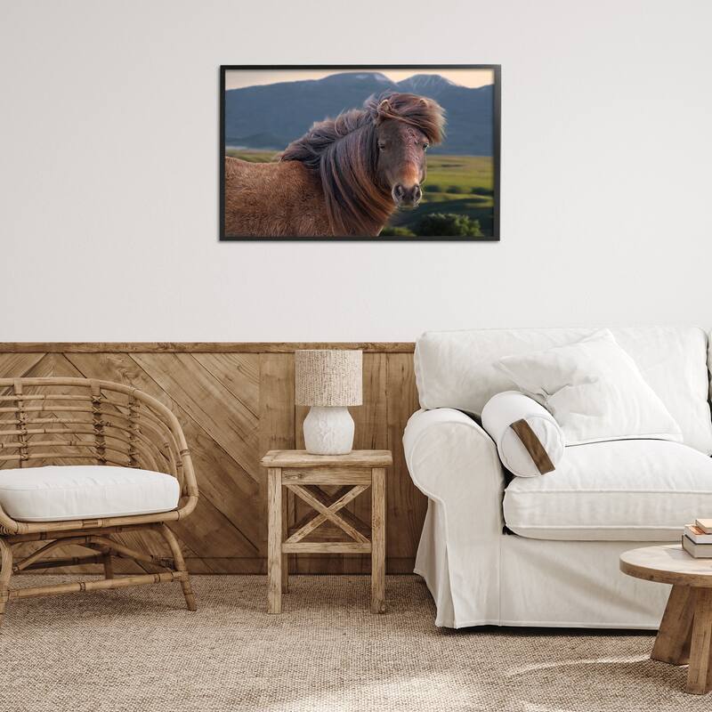Stupell Windblown Mare in Mountain Valley Framed Giclee Art Design By Steve Toole
