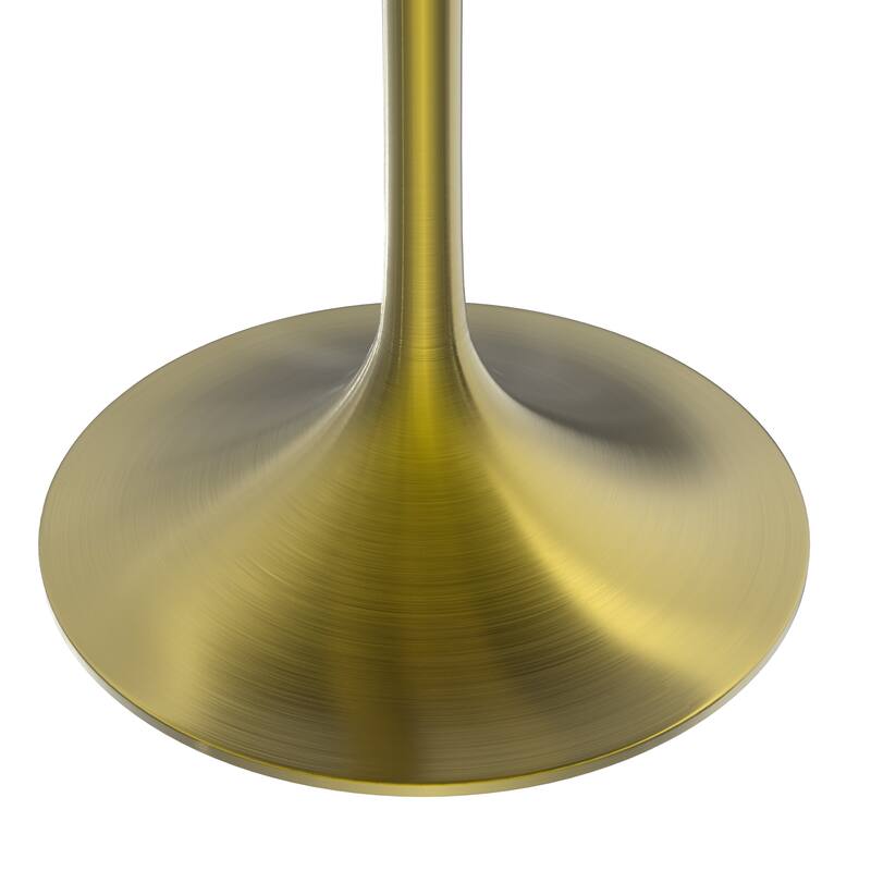 LeisureMod Verve 36" Round Dining Table with MDF Wood TableTop and Brushed Gold Base for Kitchen & Dining Room