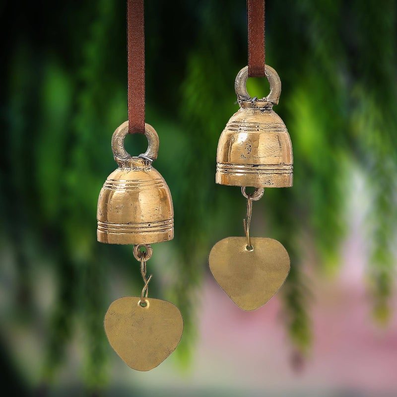 NOVICA Golden Voice, Brass ornaments (pair)