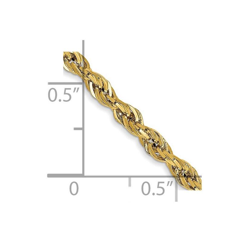 Curata 10k Yellow Gold 2.8mm Semi-solid Rope Chain Necklace (Lobster) Options: 16 18 20 22 24 26 28