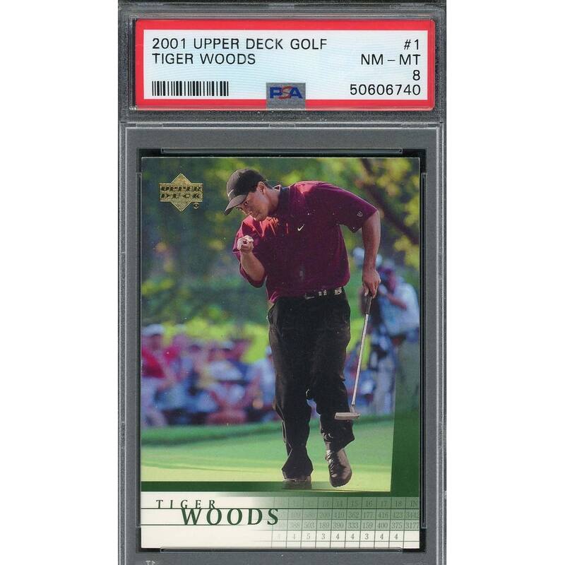 Tiger Woods 2001 Upper Deck Golf Rookie Card RC #1 Graded PSA 8 - 8'6" x 11'6"