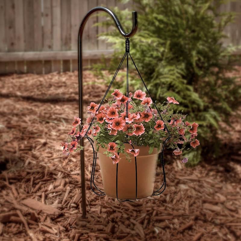 Sorbus Shepherds Hooks for Outdoor Extendable Garden Planter Stakes Bird Feeder Décor Lights Lanterns Flower Baskets - Set of 6