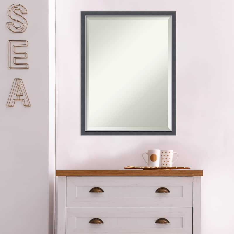 Beveled Bathroom Wall Mirror - Eva Black Silver Frame
